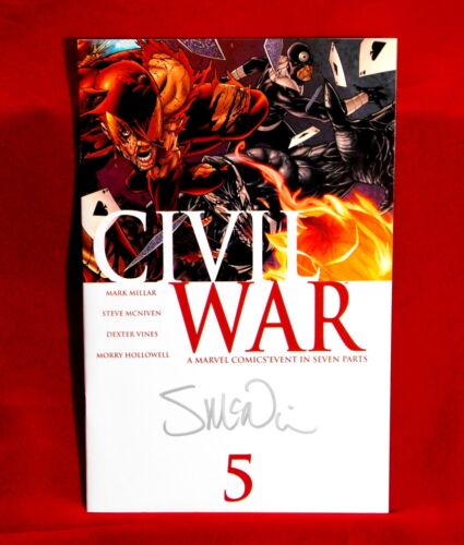 CIVIL WAR #5 SIGNED BY ARTIST STEVE MCNIVEN - Afbeelding 1 van 6