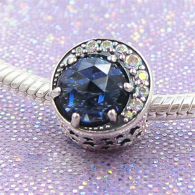 Neu 100% Authentisch Silber Mond und Nachthimmel CZ Charm Bead
