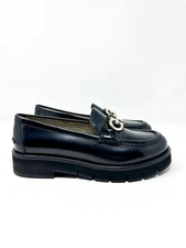 Ferragamo Women's Ofelia Lug-Sole Leather Loafers Black 8 C US $1050