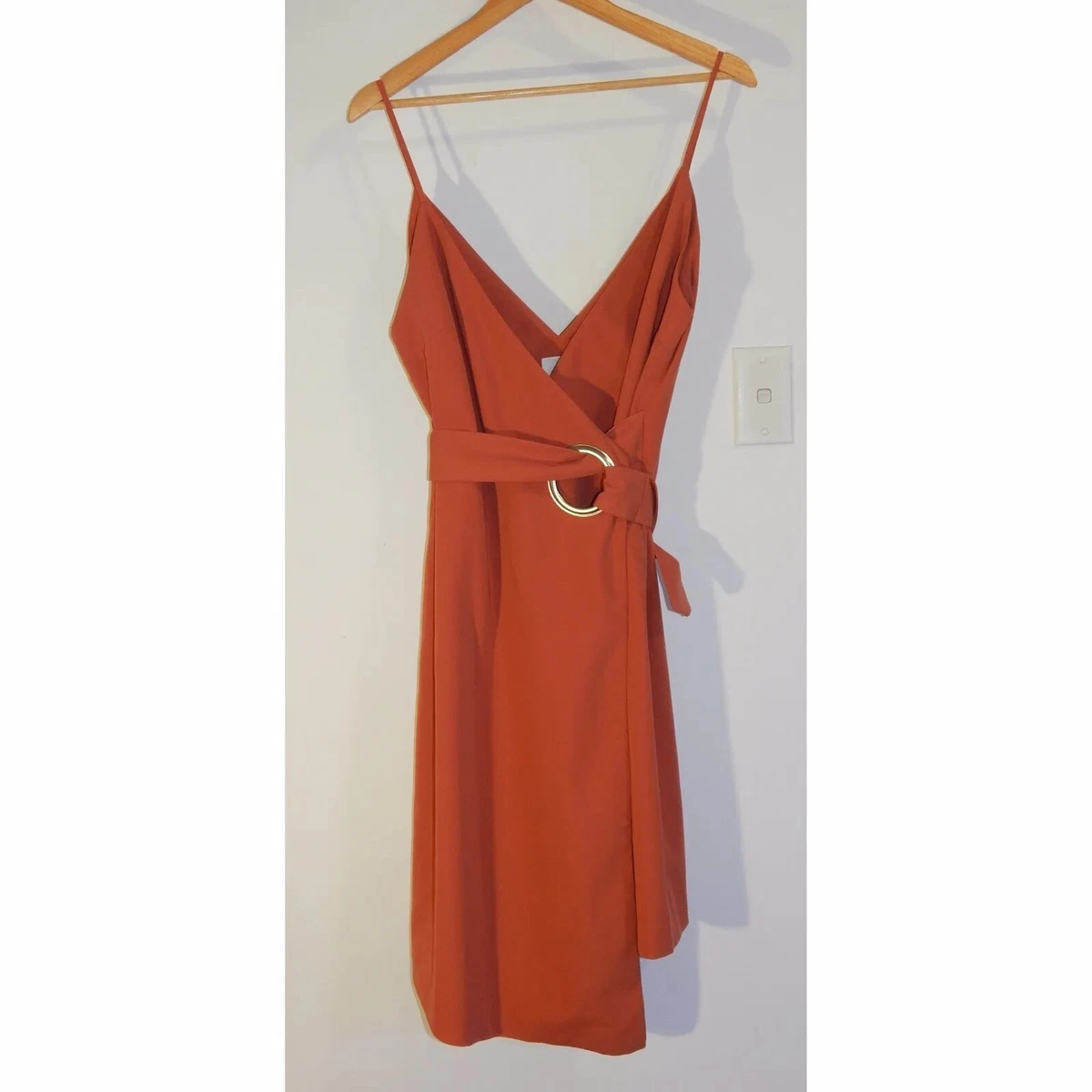 C/MEO COLLECTIVE* Size L RUST Burnt Orange Colour Wrap DRESS Ring Waist Tie  | eBay