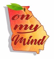 Georgia On My Mind GA Peach State GA Peach Sticker Decal