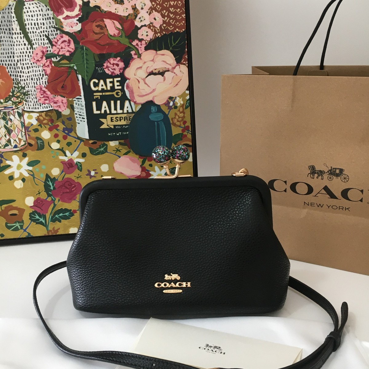 COACH LTH NORA KISSLOCK C1451 Black | eBay