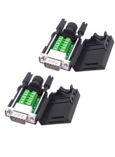 DB9 Male Solderless Connector Breakout Board 2 Packs RS232 D-SUB 9 Pin