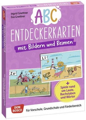 Abc-Entdeckerkarten mit Bildern und Reimen