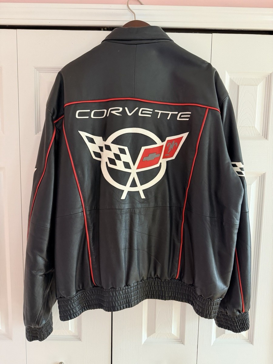 Vintage Valle Boyz Corvette C5 Leather Bomber Racing Jacket | eBay
