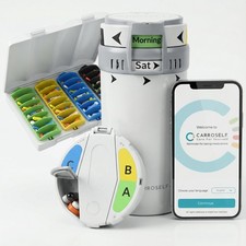 Complete Pill Dispenser System with to-Go Box, Pill Cutter  Extra Cartridges...