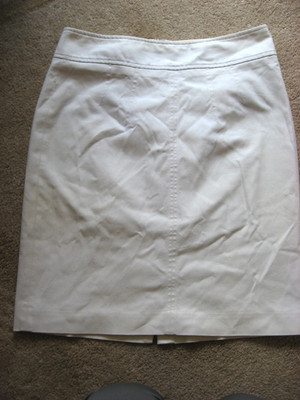 Womens Offwhite BANANA REPUBLIC Lined Stretch Below Knee Skirt 8
