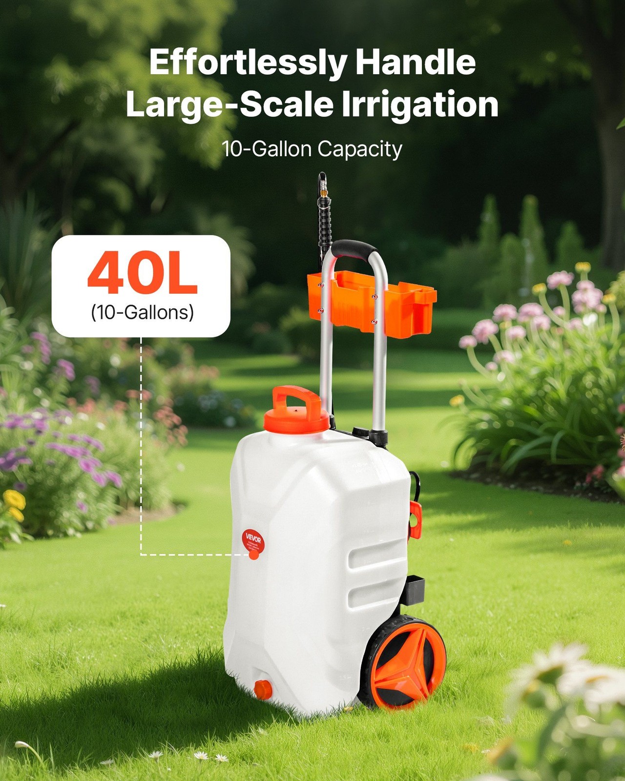 10Gal 0-80PSI Battery-Powered Wheeled Sprayer Electric Weed Killer