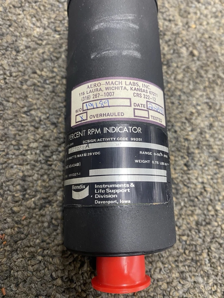 RAGEN CESSNA 9910327-1 PERCENT RPM INDICATOR 3265015-0101 SERVICEABLE TAG - Image 4 of 4