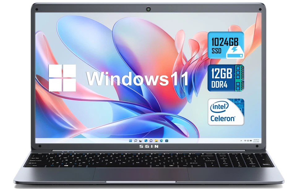 15,6 Zoll Laptop 12GB RAM 512GB / 1TB SSD mit Intel Quad-Core (bis zu 2.9Ghz) - Bild 2 von 4