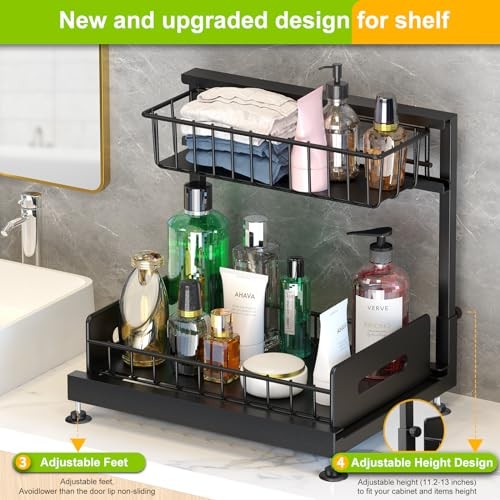 Under Sink Organizer,Pull Out Cabinet Organizer 2 Tier Slide Out Sink Shelf - Picture 4 of 7