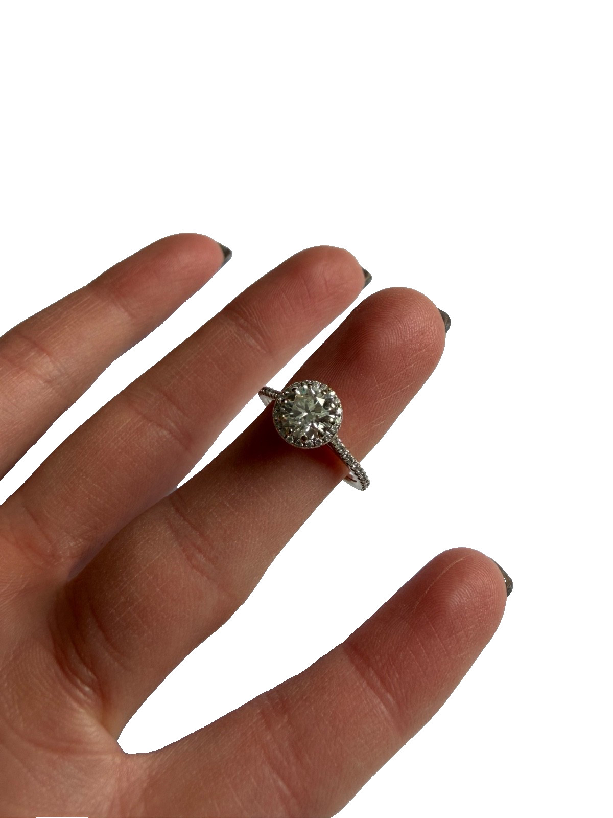 18K White Gold Halo Engagement Ring 0.81ct G VS2 Natural Diamond GIA