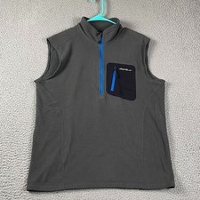 Eddie Bauer First Ascent Fleece 1/4 Zip Vest Men's Medium Gray Pocket Outdoors