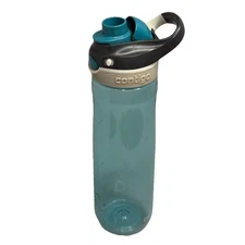 Contigo 20oz Blue Water Bottle Flip-Top Wide Mouth Lid w/Clip Loop BPA Free RARE