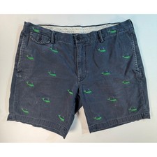 Polo Ralph Lauren Mens 38 Navy Blue Green Whale Embroidered Slim GI Fit Shorts