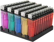 50 Cigarette Wholesale Disposable Lighters Pack of 50 with Stand