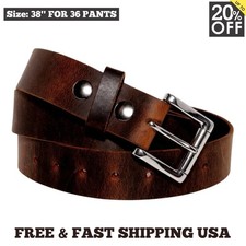 Men's Genuine Buffalo Leather Belt FULL GRAIN 1 1/2" width USA Handmade US