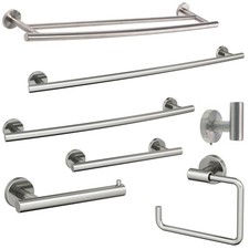 Amerock Arrondi 7-Piece Bath Accessory Set With Towel Bar Stainless Steel
