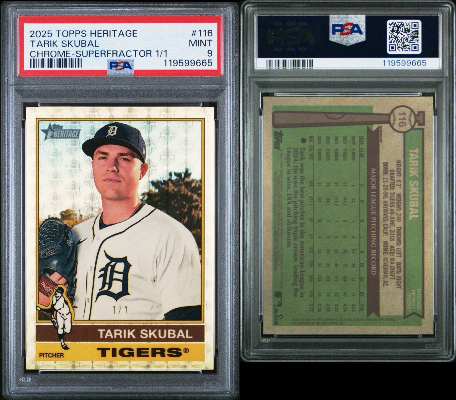 2025 TOPPS HERITAGE CHROME TARIK SKUBAL SUPERFRACTOR 1/1 PSA 9 view 3