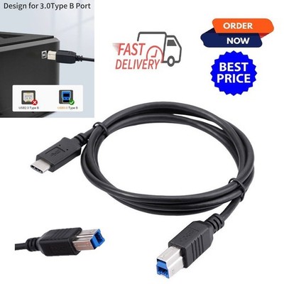 USB-C Auf USB-B Drucker-Scanner-Kabel USB 3.0 Schwarz 1 m Neu