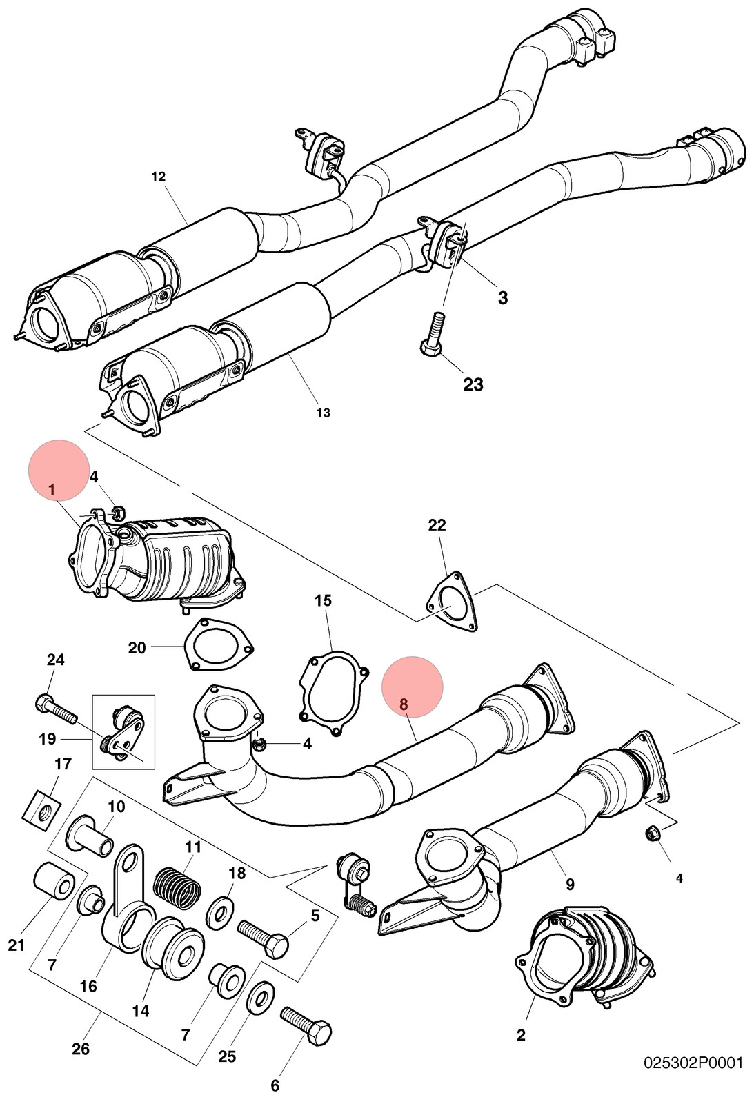 04-13 BENTLEY CONTINENTAL GT 6.0L FRONT RIGHT EXHAUST DOWNPIPE CATALYST OEM