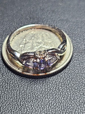 Weißgold 10K Tansanit Ring, Größe 7, Diamant Akzente