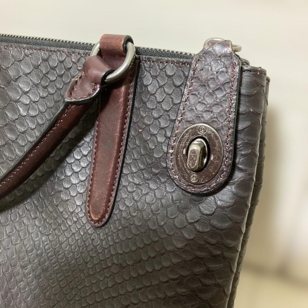 [Rare] COACH Coach Borrow Python Embossed Leather… - image 6