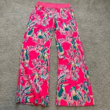 Lilly Pulitzer Seaside Beach Pant Womens S Pink Toucan Can Dragonfruit Wide Leg