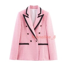New Autumn Double-breasted Slim-fitting Color-matching Splicing Blazer Top