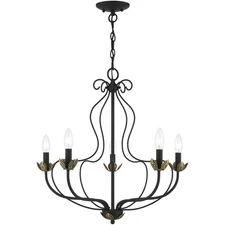 Livex Lighting 42905-04 Katarina Chandelier Black with Antique Brass Accents