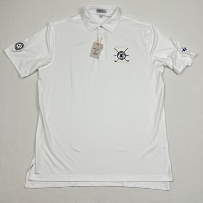 Peter Millar Polo Shirt Mens L White Wilmington CC Bidermann Golf Winterthur Cup