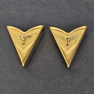 Vintage Gold Tone Collar Tips Longhorn Bull Cow Western Shirt Cowboy Made In USA