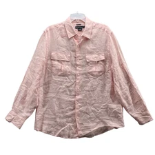 Island Company 100% Linen Pilot Shirt Men's Large Coastal Travel Classic Preppy