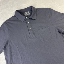 Faherty Unwashed Polo Shirt Mens XL Navy Blue Faded Short Sleeve Pocket