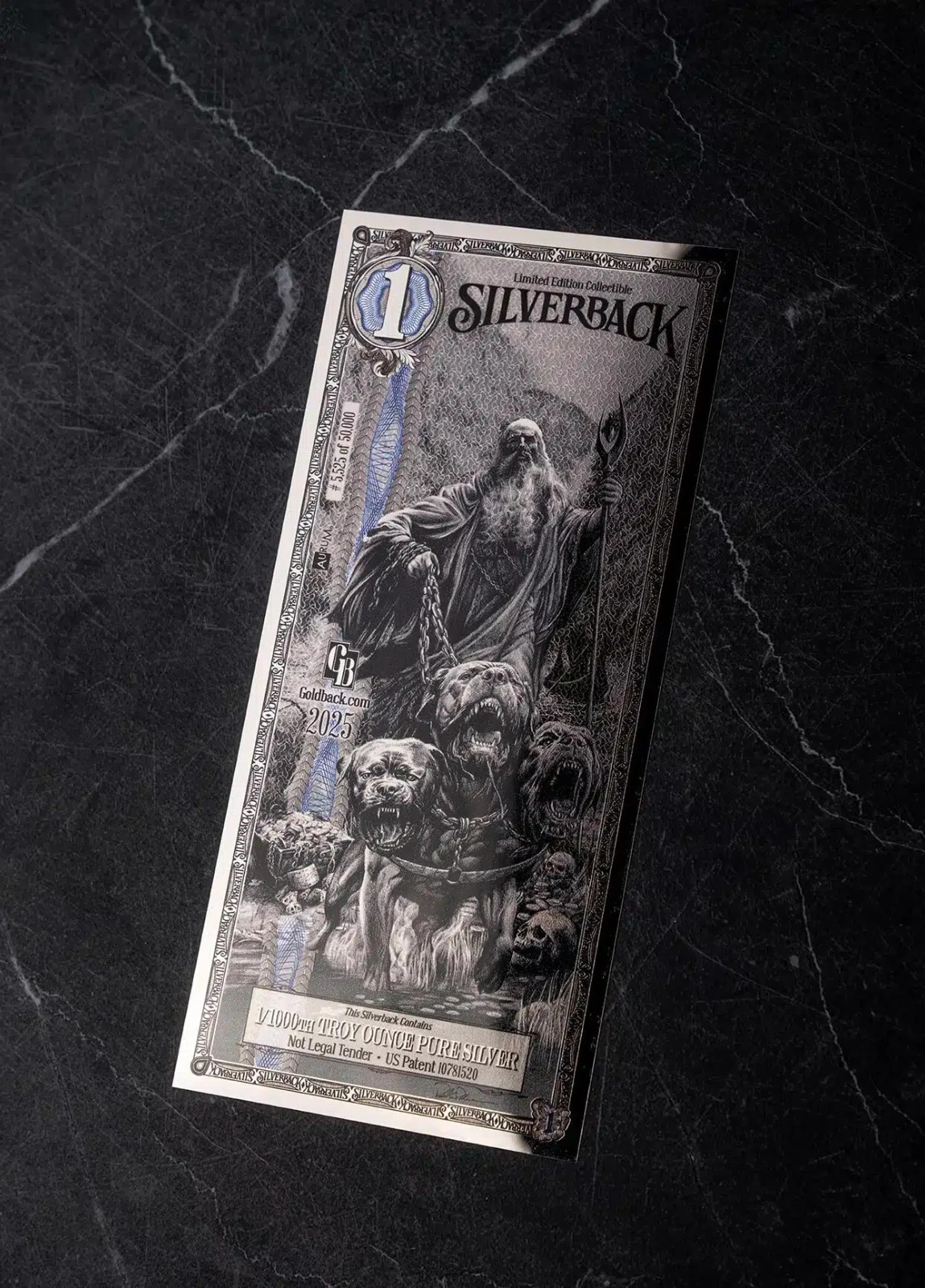 Rarest Silverback Silver Note 50X Silverback Hades Olympus 1/1000 OZ .999 Silver Note Limited Edition ...
