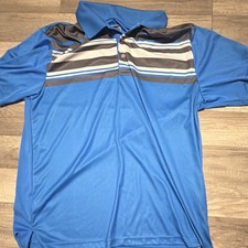 PGA TOUR Pro Series Blue Striped Men's Golf Polo Shirt XL Short Sleeve