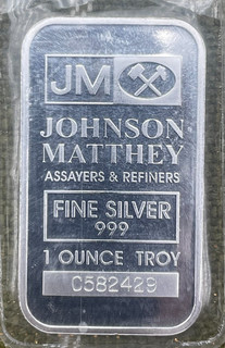 1oz Johnson Matthey Silver Bar .999 Fine Silver
