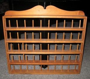 Vintage Wooden Thread Spool Holder for Wall Holds 50  Back Lever to Open/Close