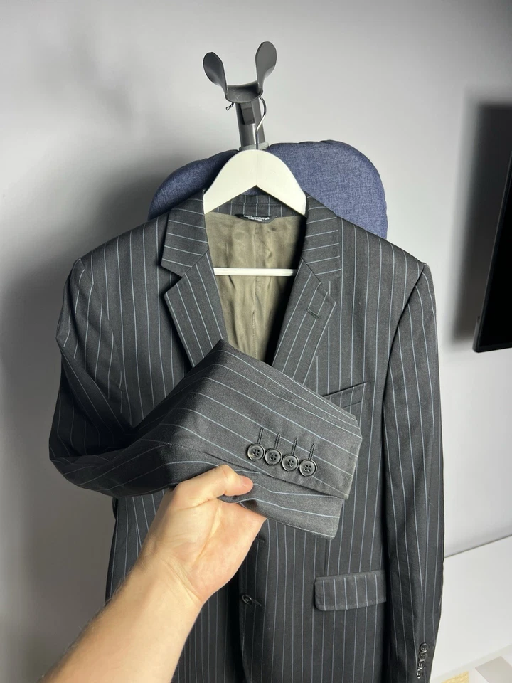 Ensemble pantalon blazer costume laine à rayures Dolce & Gabbana vintage homm... - Photo 4/4