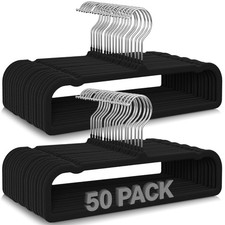 50 Pack Black Velvet Hangers Non Slip, Felt Pants Hangers Thin Space Saving Clot