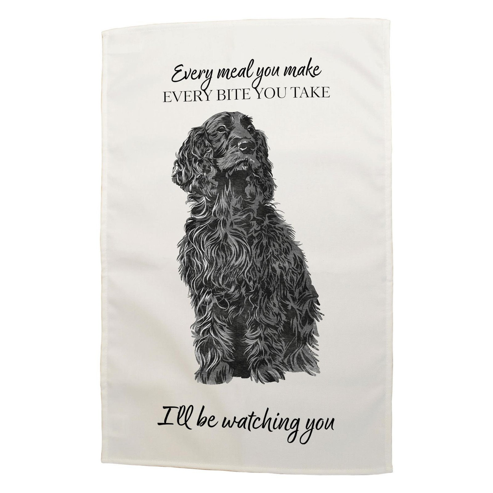 Black Springer Spaniel Dog Decorative Gift Dog Lover Cotton Rectangle Tea Towel