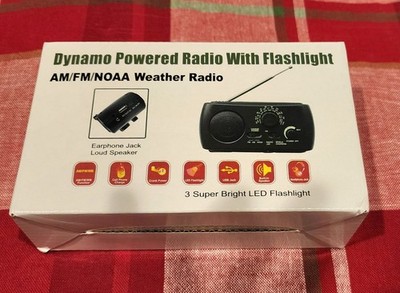 NEW!!Dual Powered Dynamo/Battery Powered AM/FM/NOAA Emergency Radio w/Flashlight