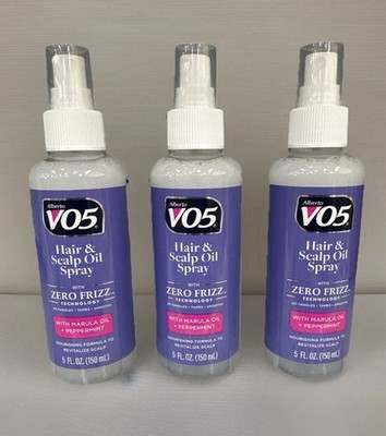 3 Ct Alberto VO5 Zero Frizz Hair & Scalp Oil Spray With Marula & Peppermint 5 Oz