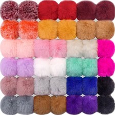 BQTQ 40 Pcs Faux Fur Pom Poms DIY Hat Pompoms with Elastic Loop Bright  Fl...