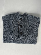 Vintage Chaps Men's M Gray Knit Sweater Long Sleeve Elbow Patch