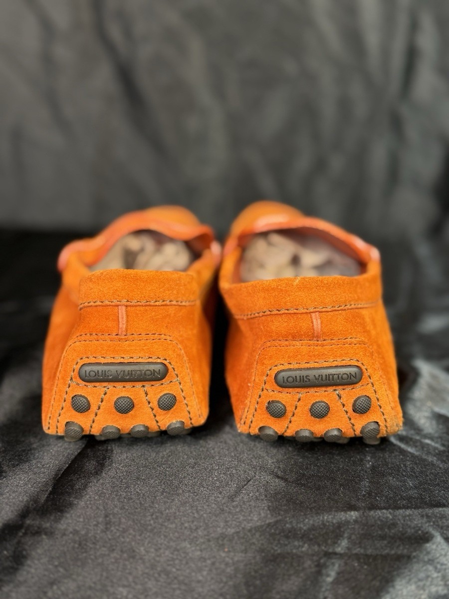 Men's Louis Vuitton Orange Hockenheim Suede Driving Moccasins