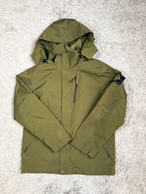 Stone Island Herren Jacke Windbreaker Gr. S grün Baumwolle Kapuze Logo