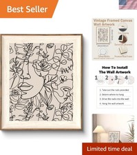 Framed Abstract Boho Portrait Wall Art - Minimalist Canvas Decor 10''x12''