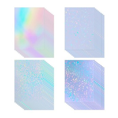 32 Blatt holografisches klares Vinyl 32, Sterne, Glitzer, klares Holo, gebrochenes Glas