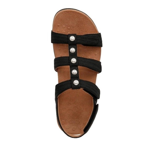 Vionic Sandal Amber Pearl Black Faux Leather Vegan Womens 12 Arch Support - Picture 4 of 5